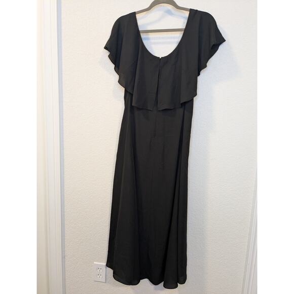 THEORY Women's Size 4 Scoop Ruffle Midi Dress Style M0305609 in Black $375 - Picture 3 of 7